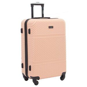 Wrangler 2 Pc Hardside Spinner Luggage 25" Suitcase and Packing Cube, Blush Pink